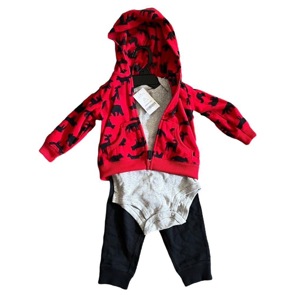 NWT❤️🖤Baby Boy Carter's 3-Piece Woodland Creatures Little Jacket Set